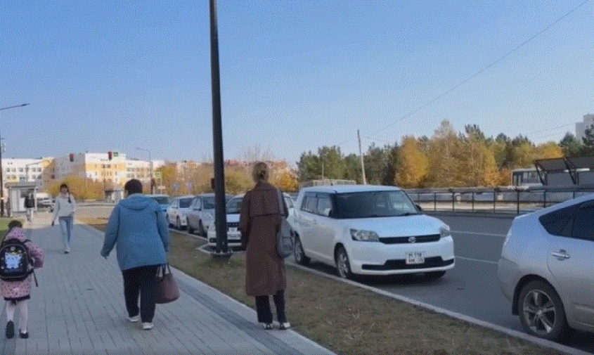 благовещенские водители подвергают детей опасности, высаживая их возле школы на дороге
