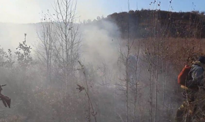 спасатели тушат природный пожар в районе мухинки