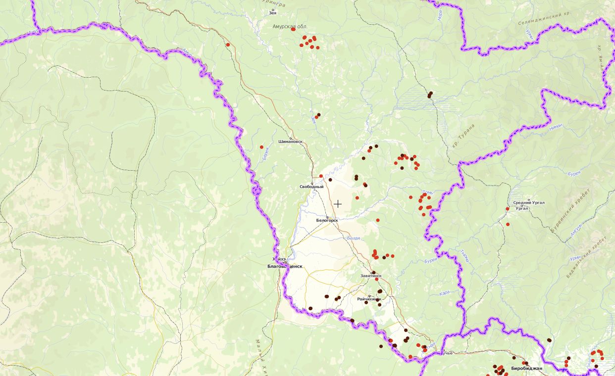 Пожары в амурской области карта