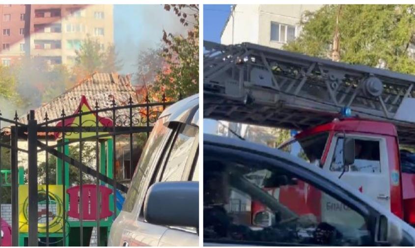Жители Благовещенска сообщают о пожаре в деревянном доме