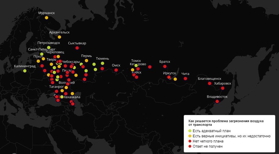 Карта светового загрязнения россии