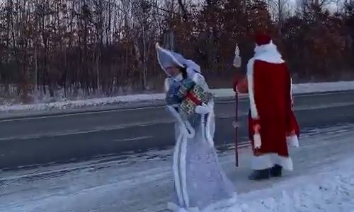 горка и снегурочка на трассе: благовещенцы создают себе новогоднее настроение
