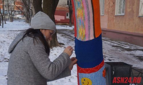 благовещенские рукодельницы украсили дюжину деревьев города разноцветными «шарфами»
